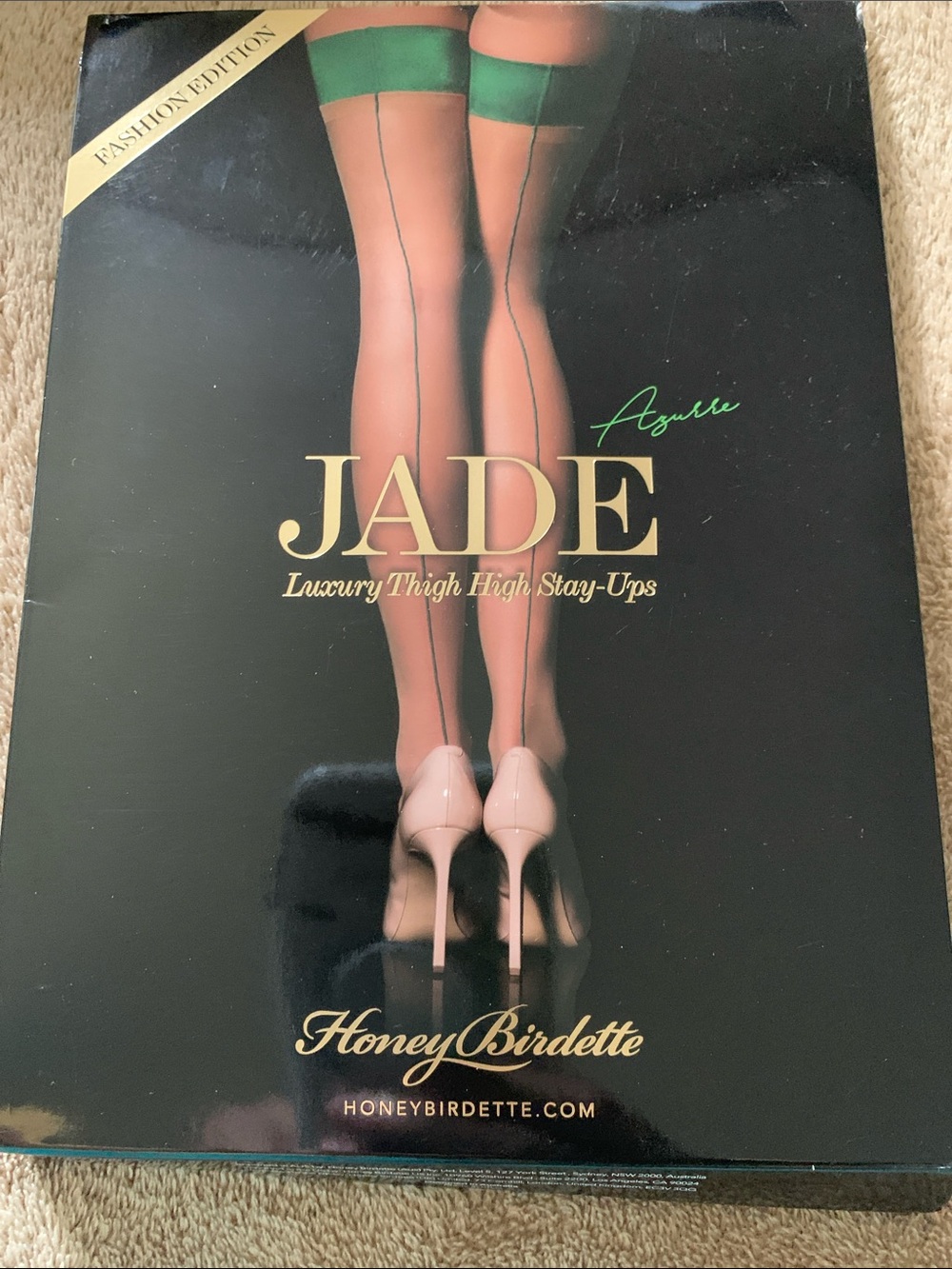Honey Birdette Jade Luxury Thigh Highs in Green